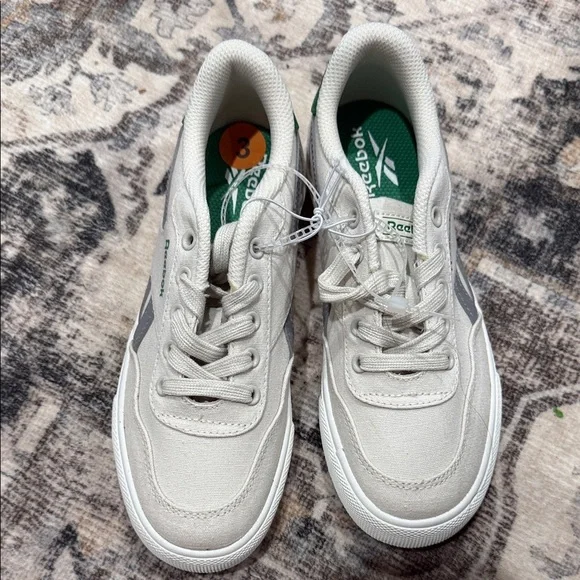 Reebok Kids Sneakers - Cream and Gray with Green Accents - Picture 2 of 5
